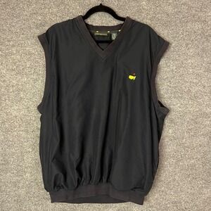 Masters Collection Golf Wind Vest Mens XL Black V-Neck Pullover Logo